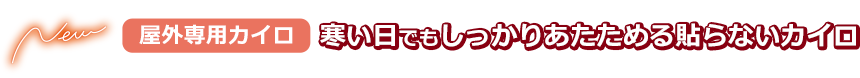 New 屋外専用カイロ：寒い日でもしっかりあたためる　貼らないカイロ