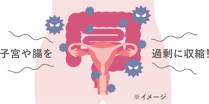 生理痛のしくみ 腸まで収縮させていくイメージ