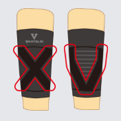 前のＸ字型と後ろのＶ字型テーピング編みのイラスト